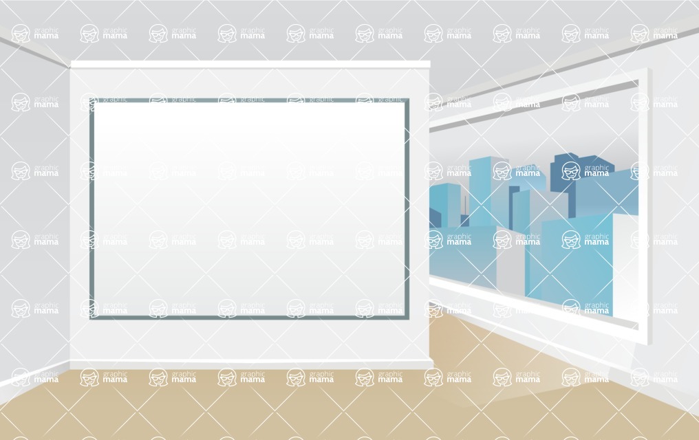 Room Backgrounds Vector Collection - Vector Presentation Room Interior with Skyline View